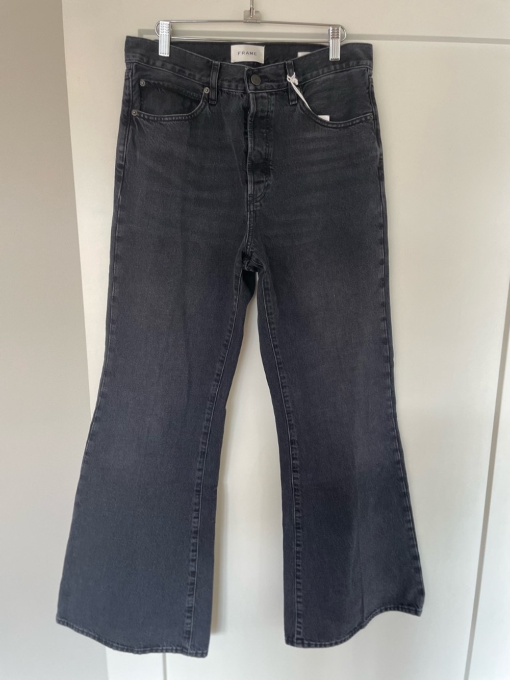 NEW! Frame Denim Black Wide-Leg High-Rise Jeans